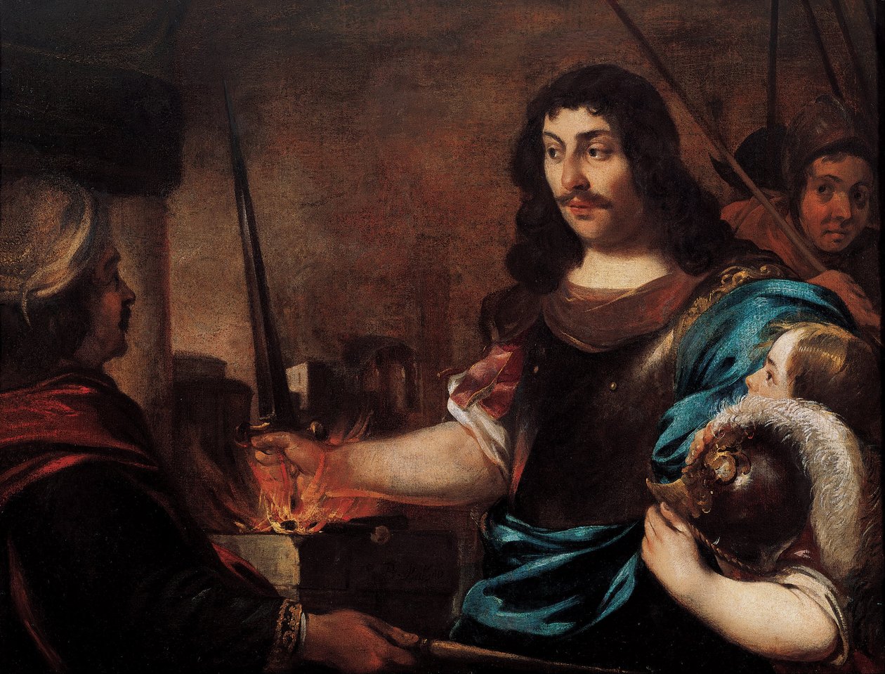 Caius Mucius Scaevola hősiessége alkotó: Bernhard Keil
