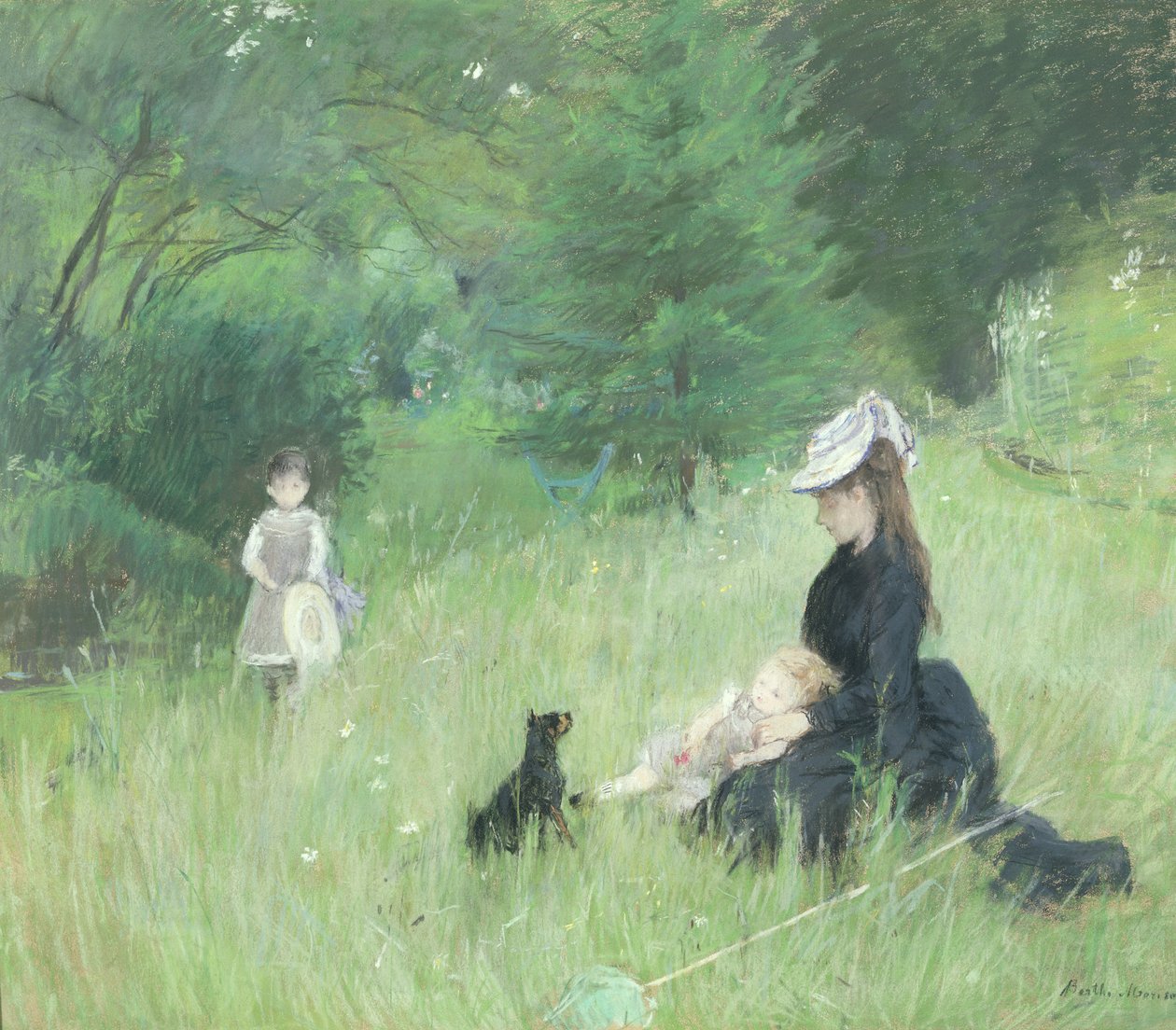 Egy parkban, 1874 körül (pasztell, papíron) alkotó: Berthe Morisot