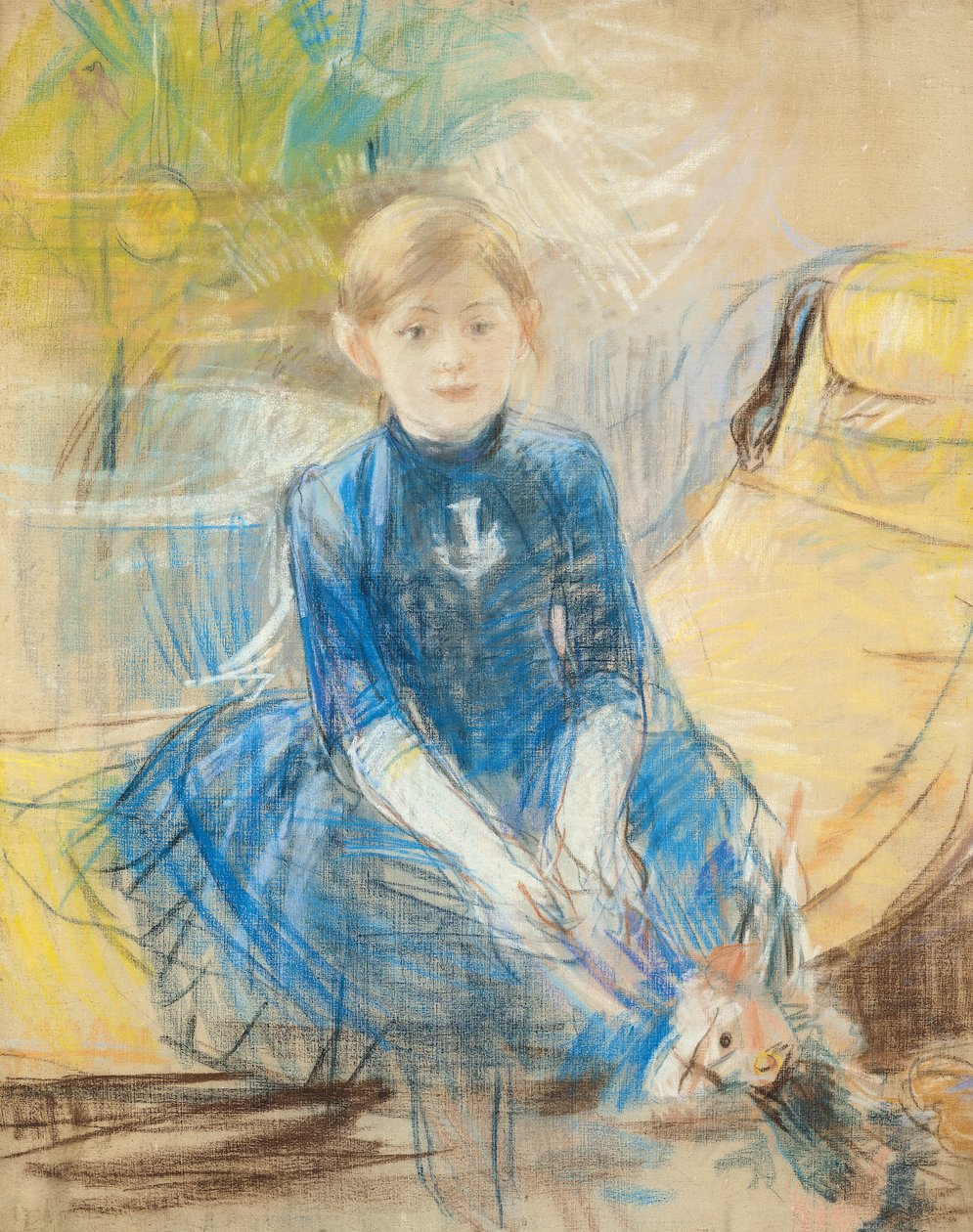 Kislány kék trikóval, 1886 (pasztell, vászon) alkotó: Berthe Morisot