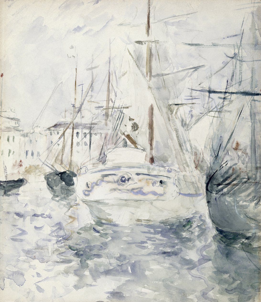 White Boat in the Port, Nizza, 1881 (wc papíron) alkotó: Berthe Morisot