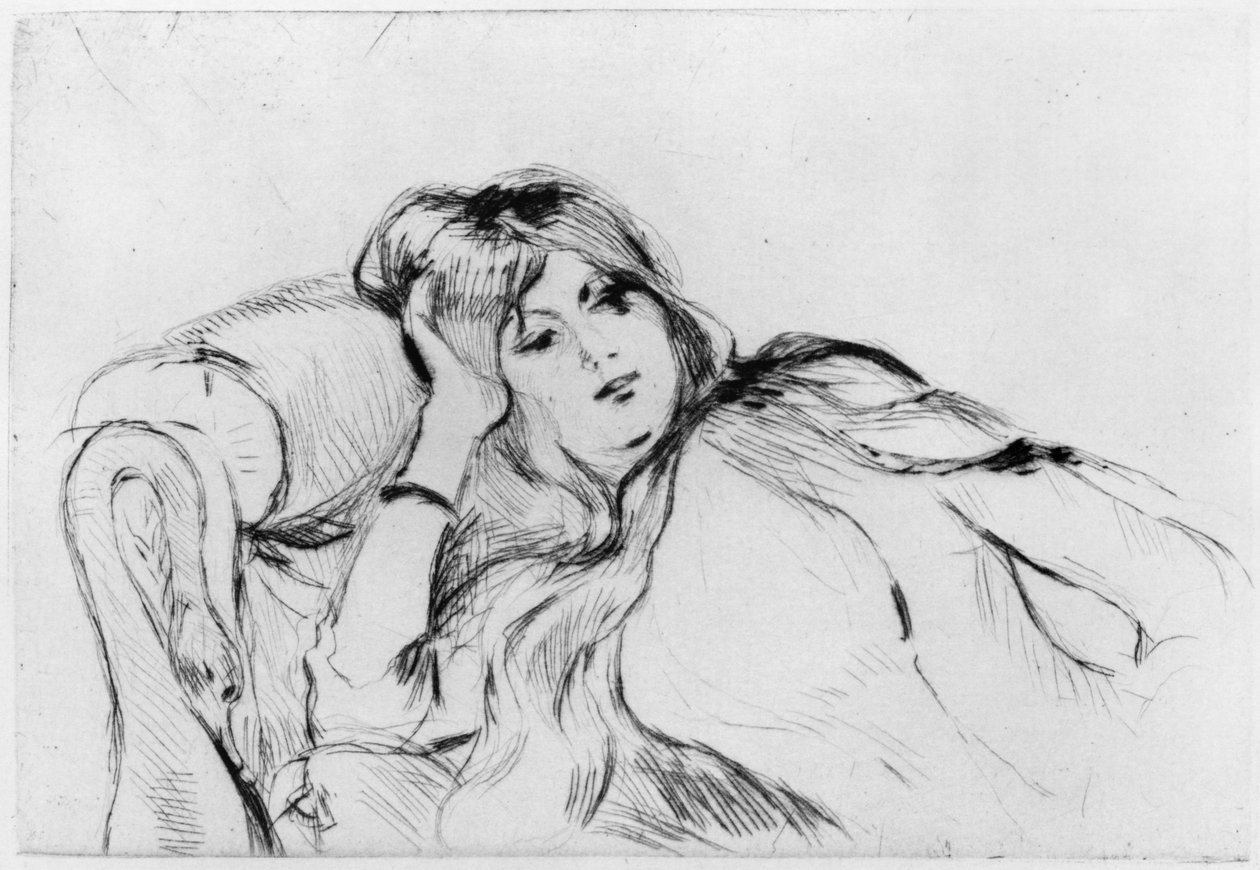 Fiatal nő nyugalomban, 1889 (szárazpont) alkotó: Berthe Morisot