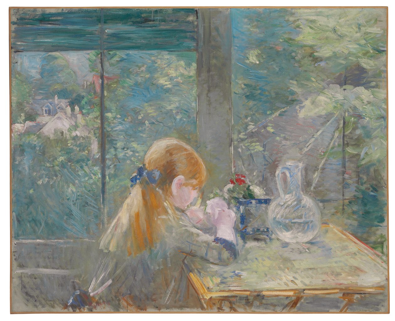 A verandán, 1884 alkotó: Berthe Morisot