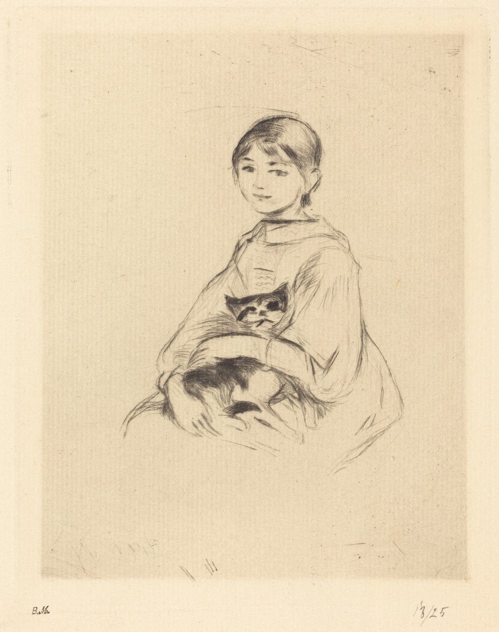 Kislány macskával alkotó: Berthe Morisot