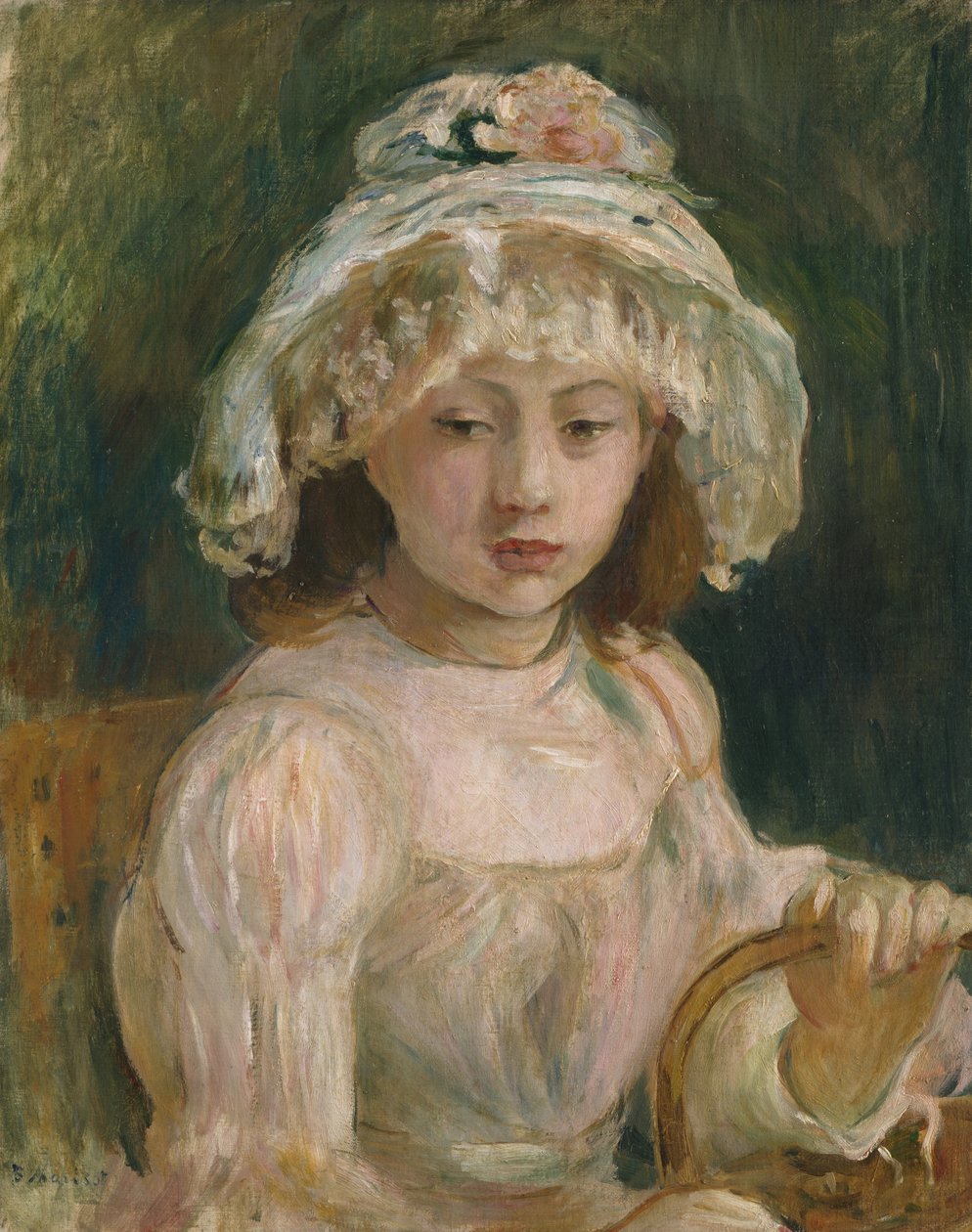 Fiatal lány kalappal alkotó: Berthe Morisot