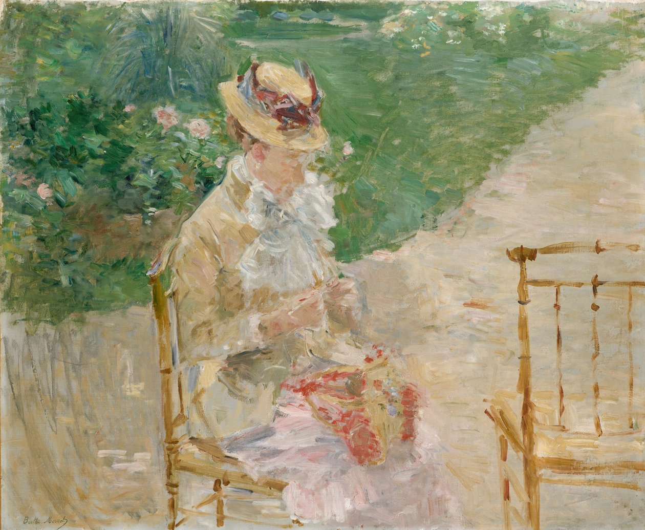 Fiatal nő kötés, kb. 1883. alkotó: Berthe Morisot