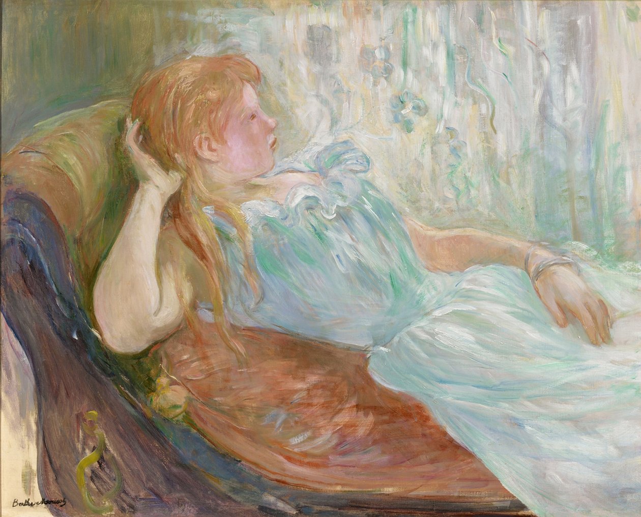 Fiatal nő egy kanapén alkotó: Berthe Morisot