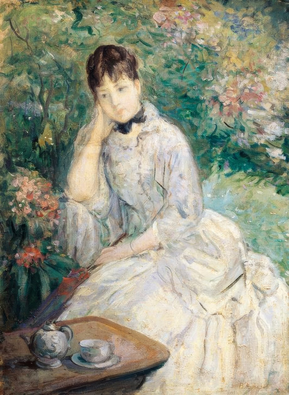 Fiatal nő ül a kanapén, alkotó: Berthe Morisot