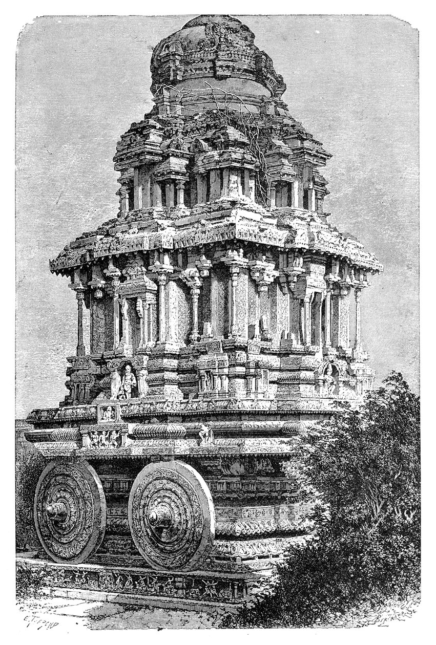 Egy templom romjai Hampiban, Indiában, 1895. alkotó: Auguste Bertrand