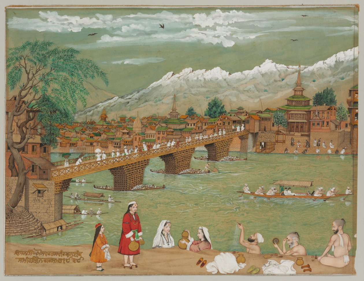 Srinagar kilátása, 1872 alkotó: Bishan Singh