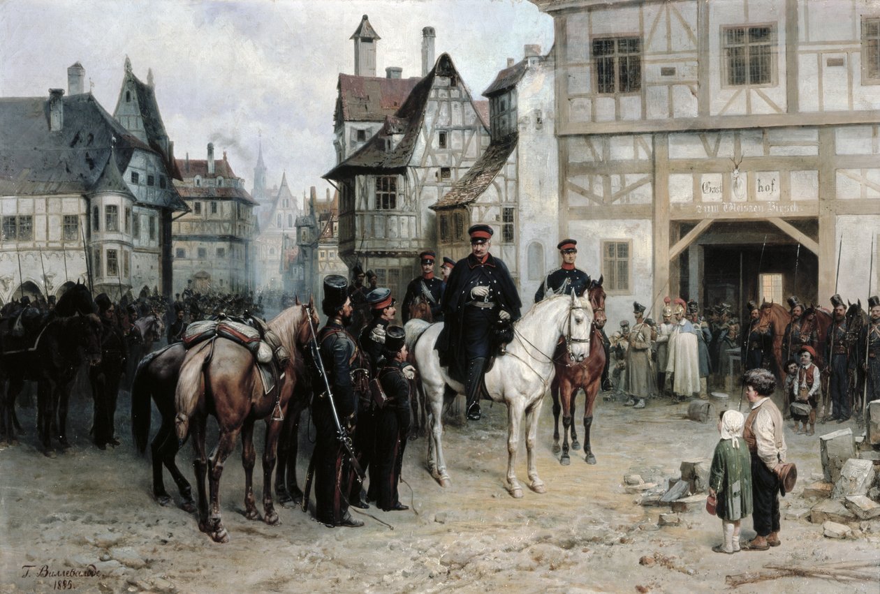 Blucher tábornok (1742-1819) a kozákokkal Bautzenben, 1885 alkotó: Bogdan Willewalde
