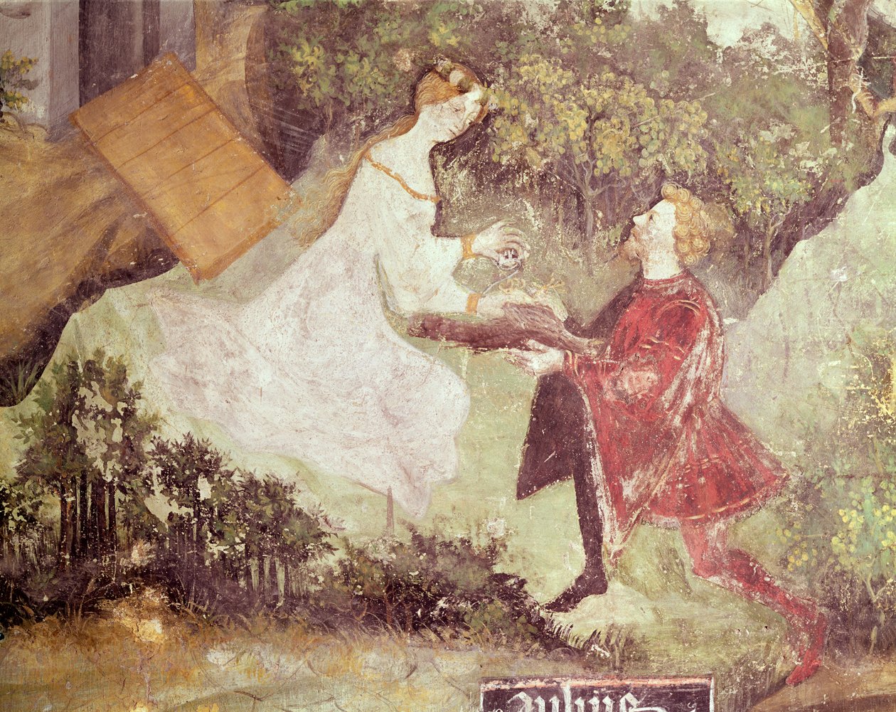 Július hónapja, egy pár részlete, 1400 körül alkotó: Bohemian School