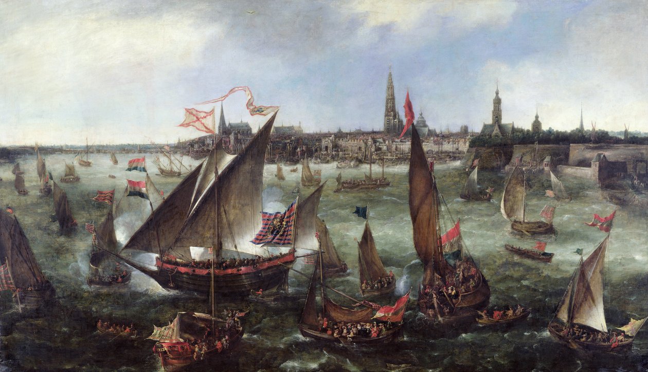 Kilátás az antwerpeni kikötőre Breda elfoglalásának ünnepségei alatt, 1628 alkotó: Bonaventura Peeters