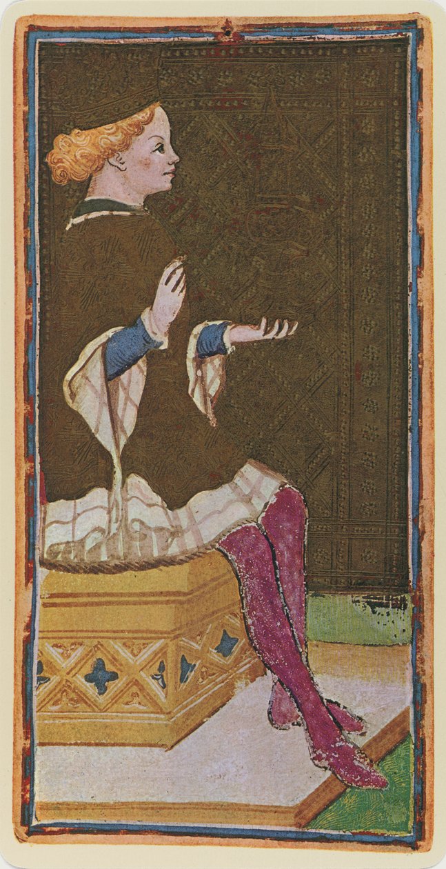 A kupák királya, egy tarot kártya fakszimile a „Visconti” pakliból, 1441-47 alkotó: Bonifacio Bembo