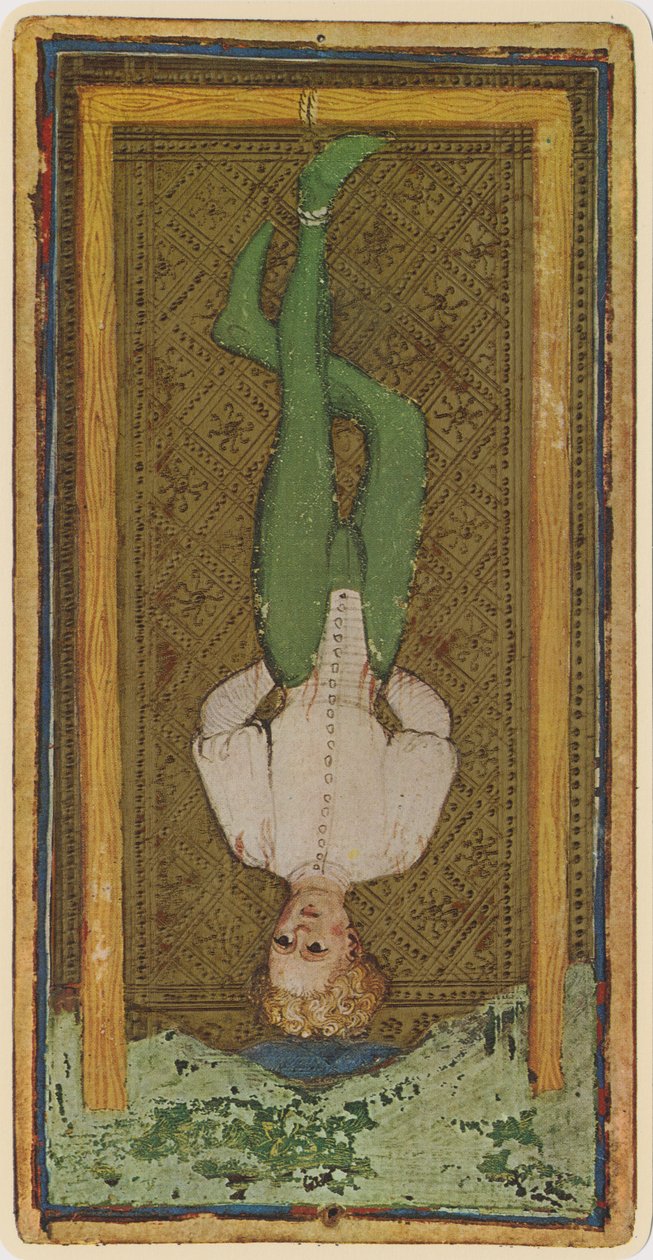 Az áruló, egy tarot kártya fakszimile a „Visconti” pakliból, 1441-47 alkotó: Bonifacio Bembo