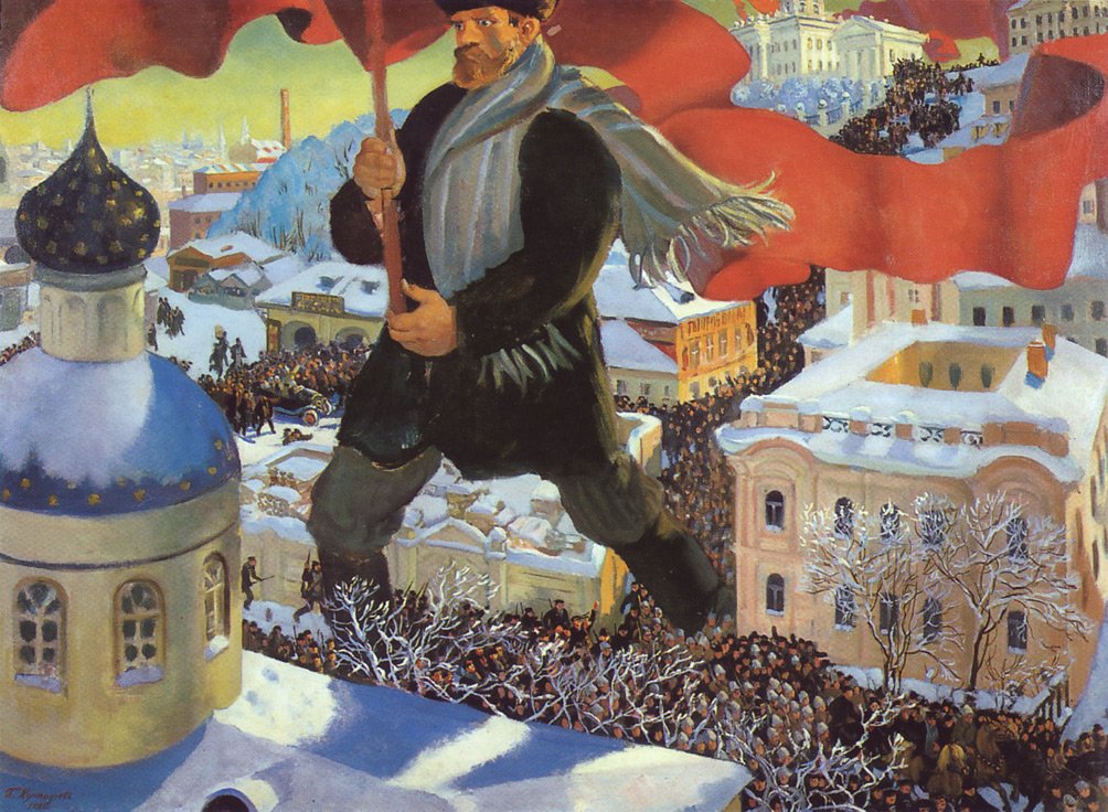 Bolsevik. alkotó: Boris Mikhailovich Kustodiev