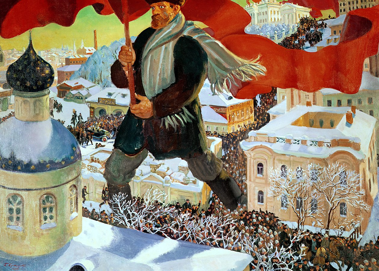 Bolsevik, 1920 alkotó: Boris Mikhailovich Kustodiev