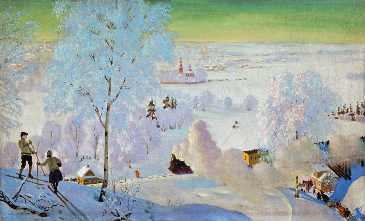 Síelők, 1919 alkotó: Boris Mikhailovich Kustodiev