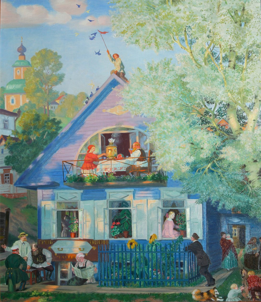 Kis kék ház, 1920 alkotó: Boris Mikhailovich Kustodiev