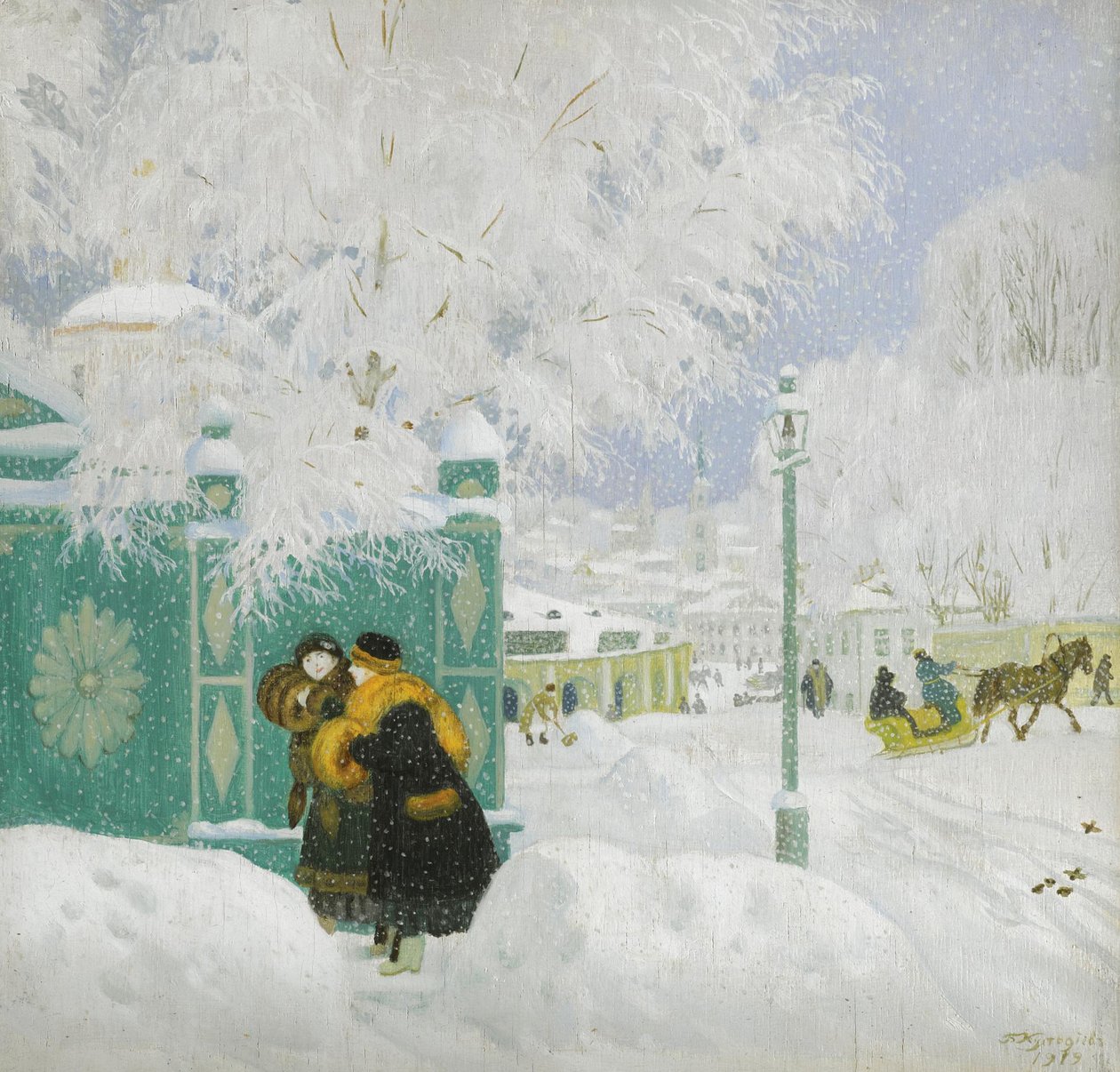 Téli jelenet alkotó: Boris Mikhailovich Kustodiev