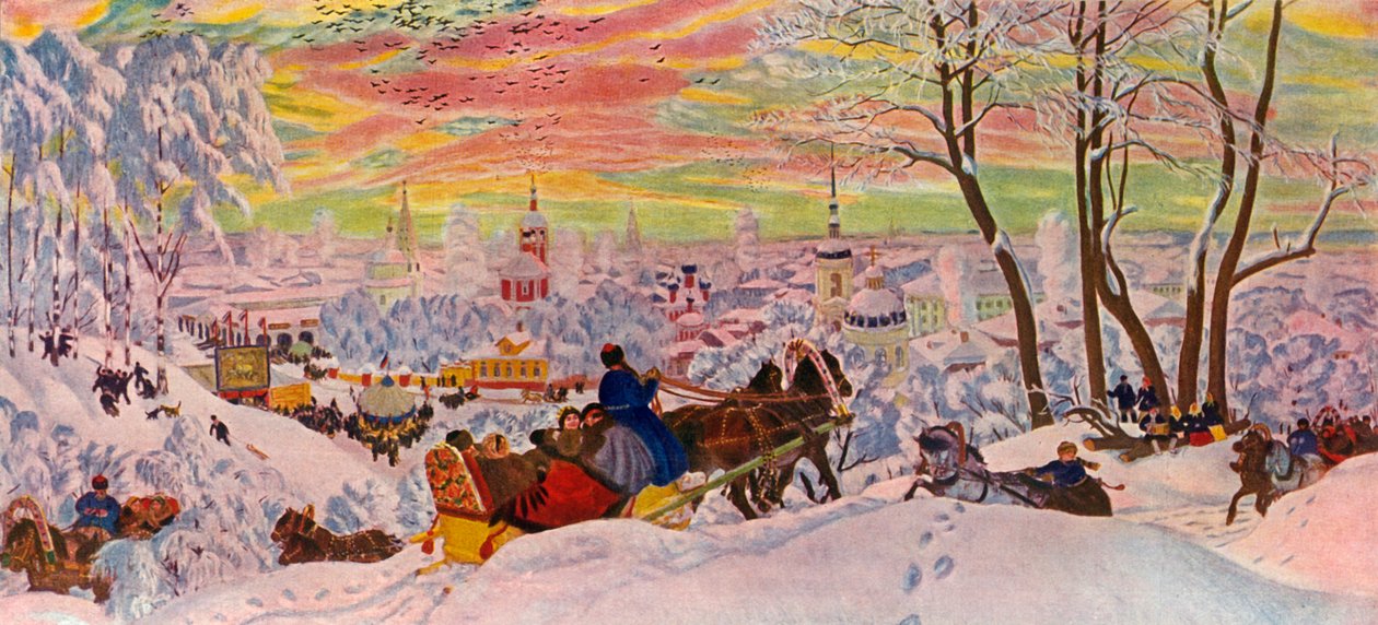 Húshagyó-dagály, 1916, 1939. alkotó: Boris Mikhailovich Kustodiev