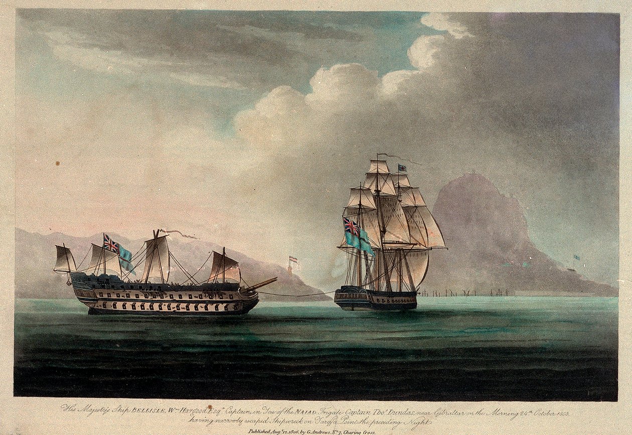 HMS "Bellisle" Gibraltár közelében, 1805. október 24. alkotó: British School