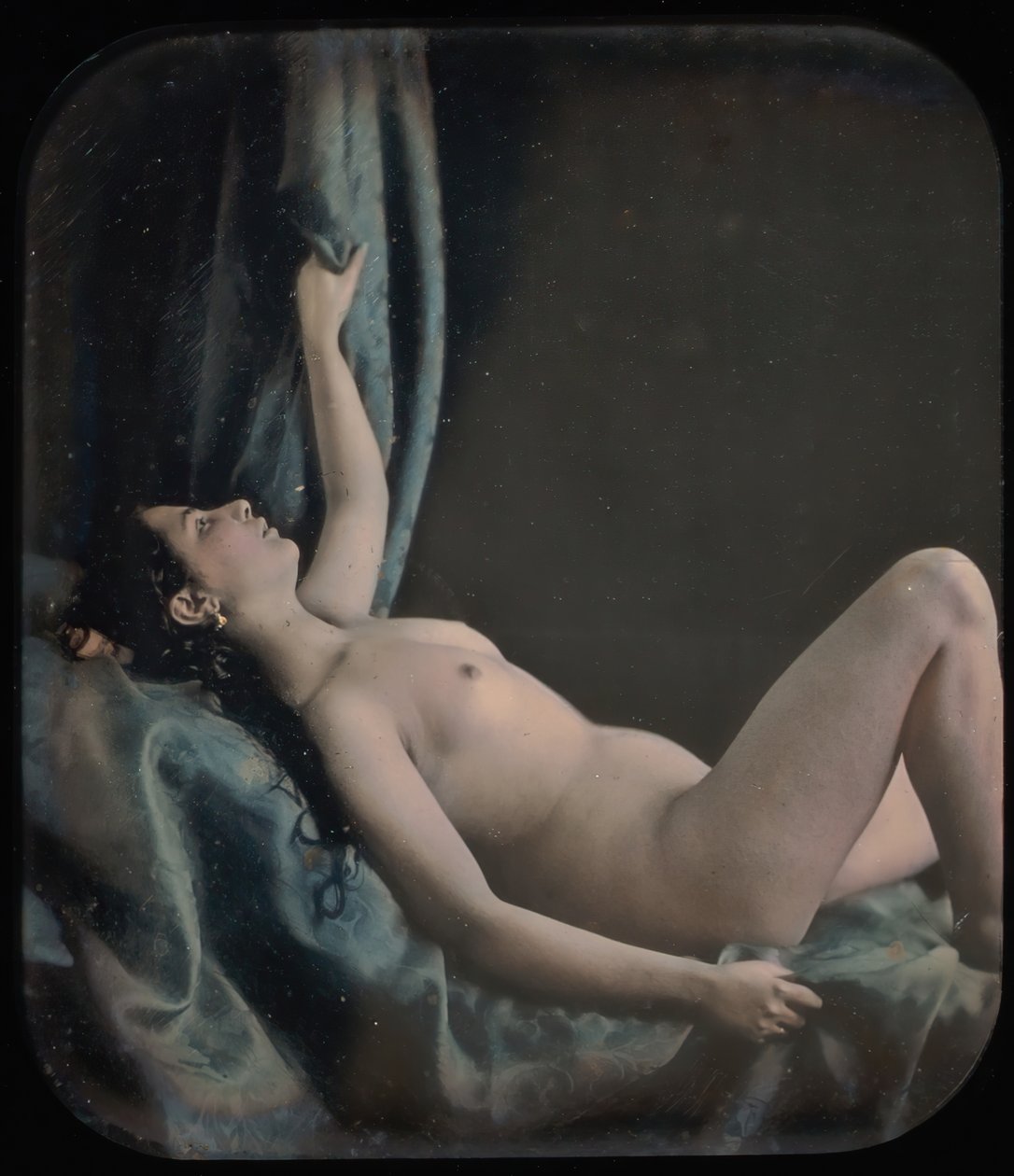 [Fekvő női akt, Danae-ként pózban], 1850-es évek. alkotó: Bruno Braquehais