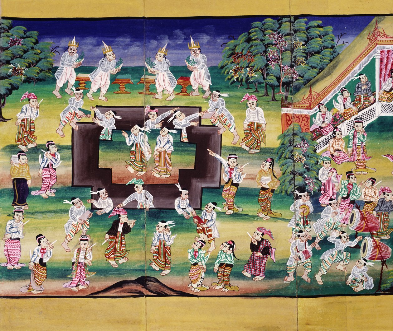 Érdemkészítési jelenet, oldal kéziratból alkotó: Burmese School