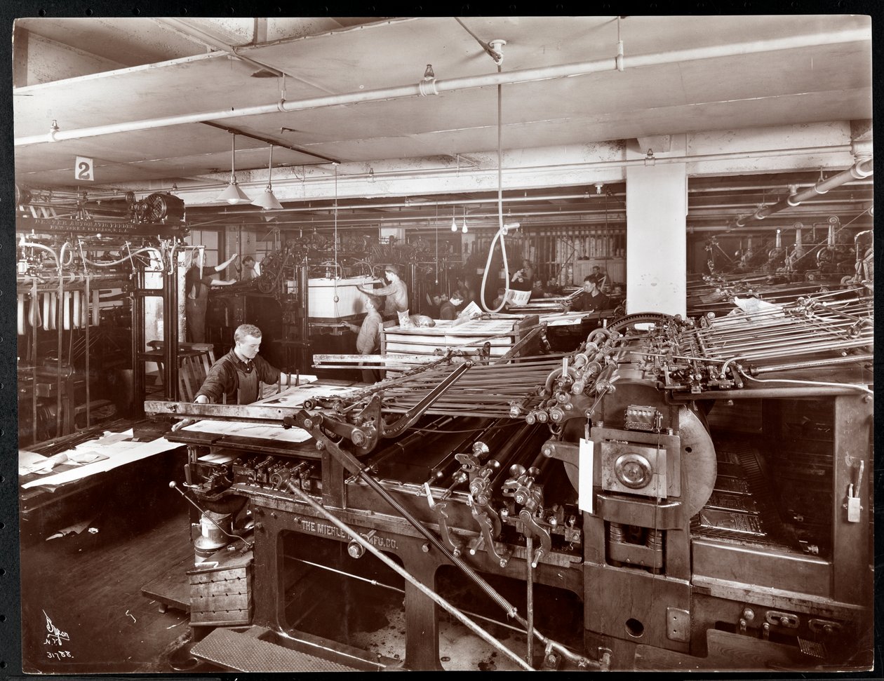 Sajtószoba a McCall Publishing Co.-nál, New York, 1913 (ezüst zselatin nyomat) alkotó: Byron Company