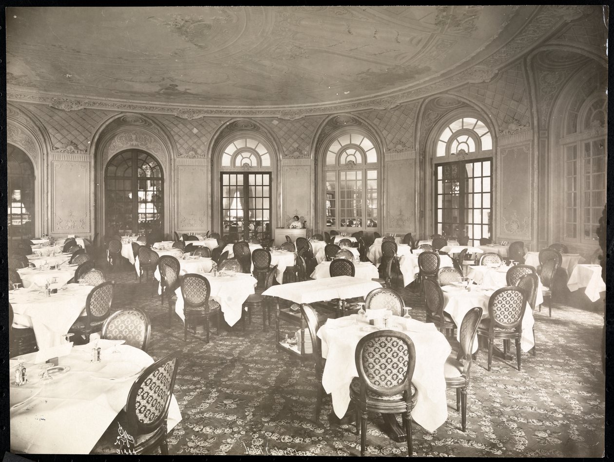 A Copley Plaza szálloda étkezője, Boston, 1912 vagy 1913 (ezüstzselatinos nyomat) alkotó: Byron Company