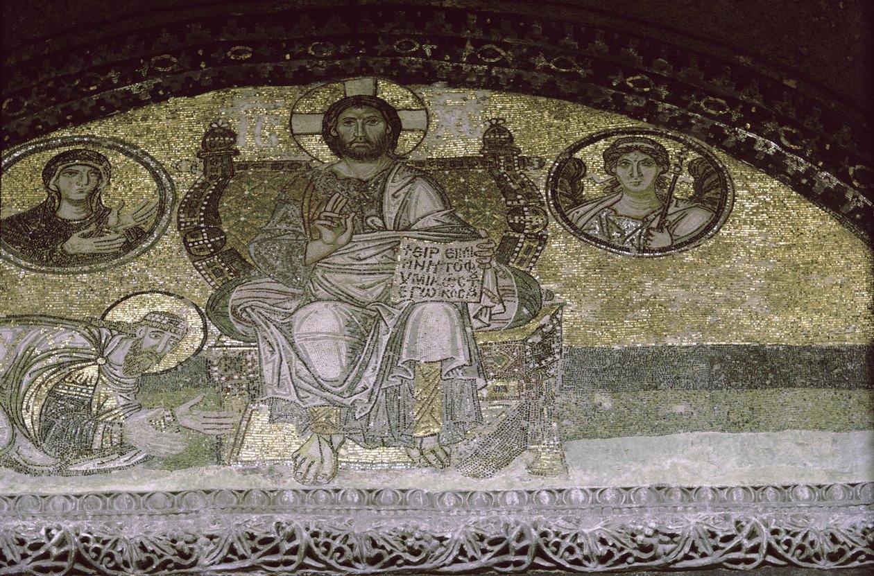 Bölcs Leó császár Pantokrátor Krisztus előtt térdel (mozaik) alkotó: Byzantine