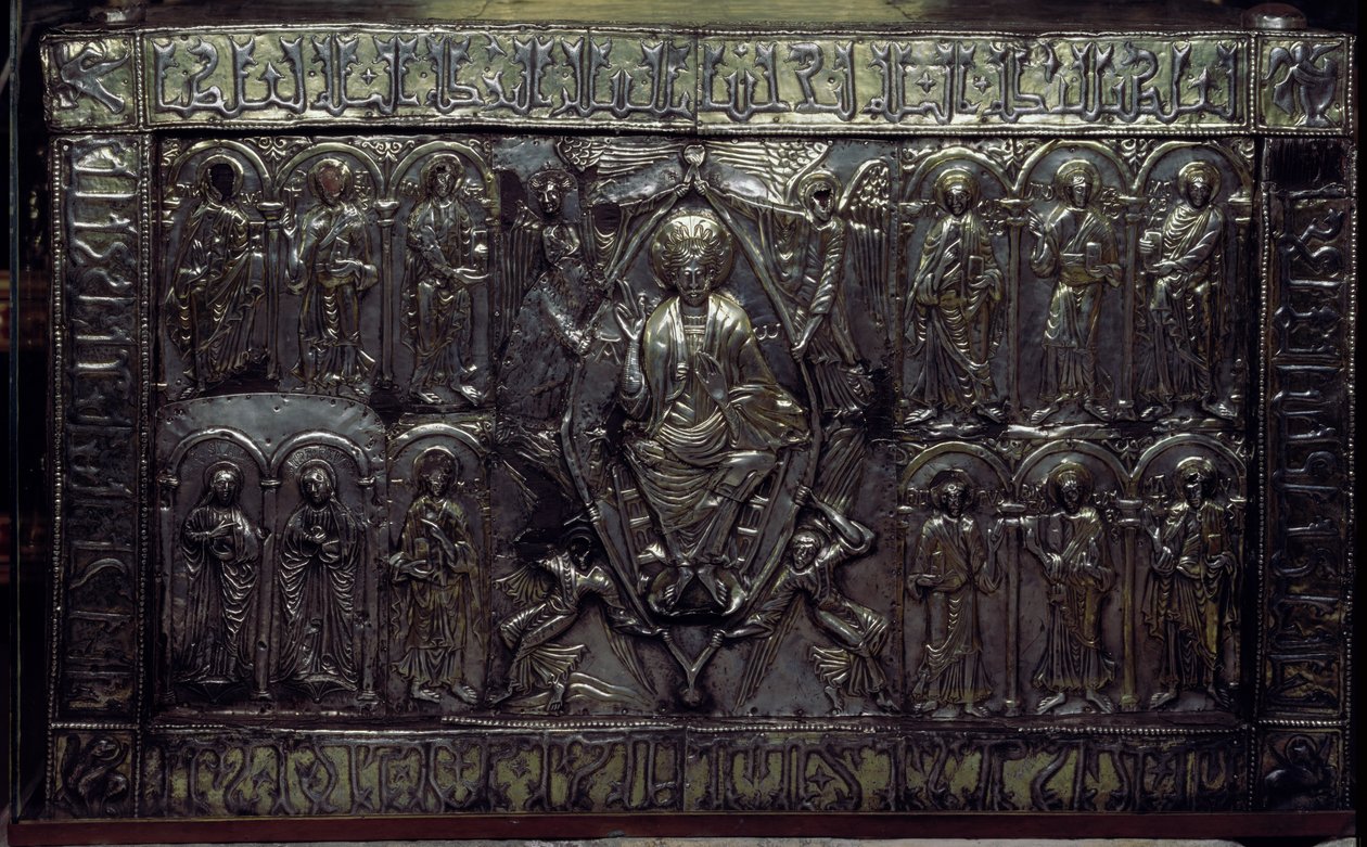 Az Arca Santa eleje, amely a Sudarium Christit tartalmazza, a Camara Santa-ban tárolva (ezüst) alkotó: Byzantine