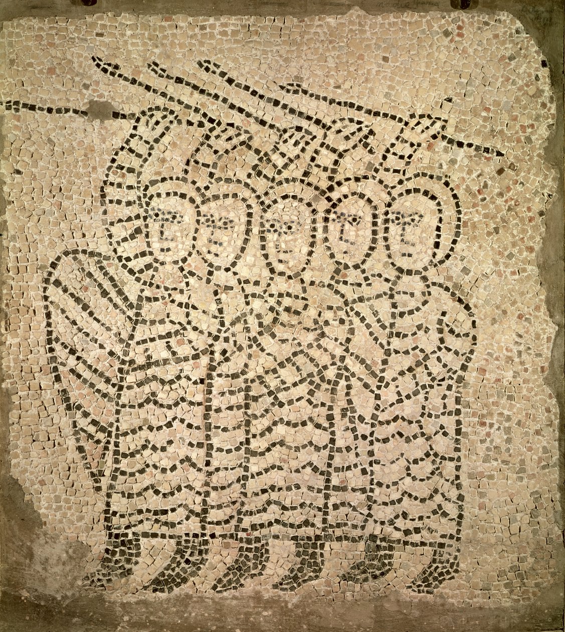 Szent János evangélista járdája, öt keresztes lovag részlete, 1213-as mozaik alkotó: Byzantine