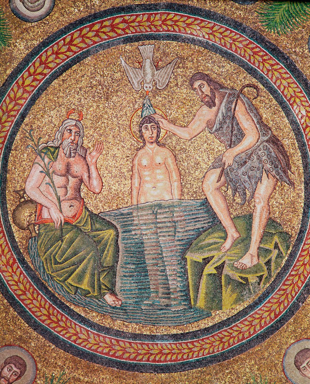 Krisztus megkeresztelkedése Keresztelő János által (mozaik) (244978 részlet) alkotó: Byzantine School