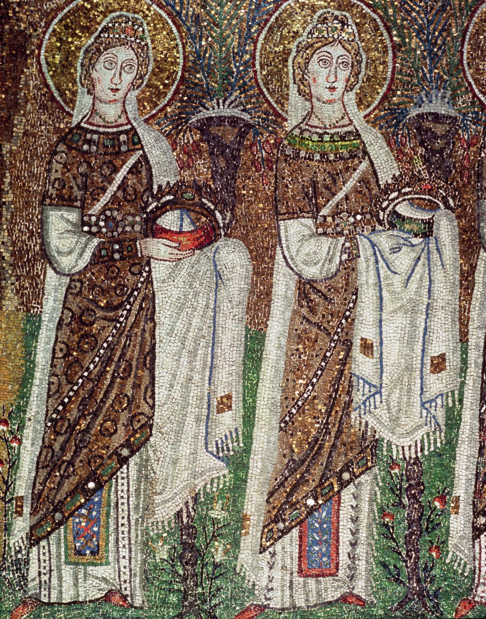 Szűz Mártírok körmenete, 527-99 (mozaik) (58073 részlet) alkotó: Byzantine School