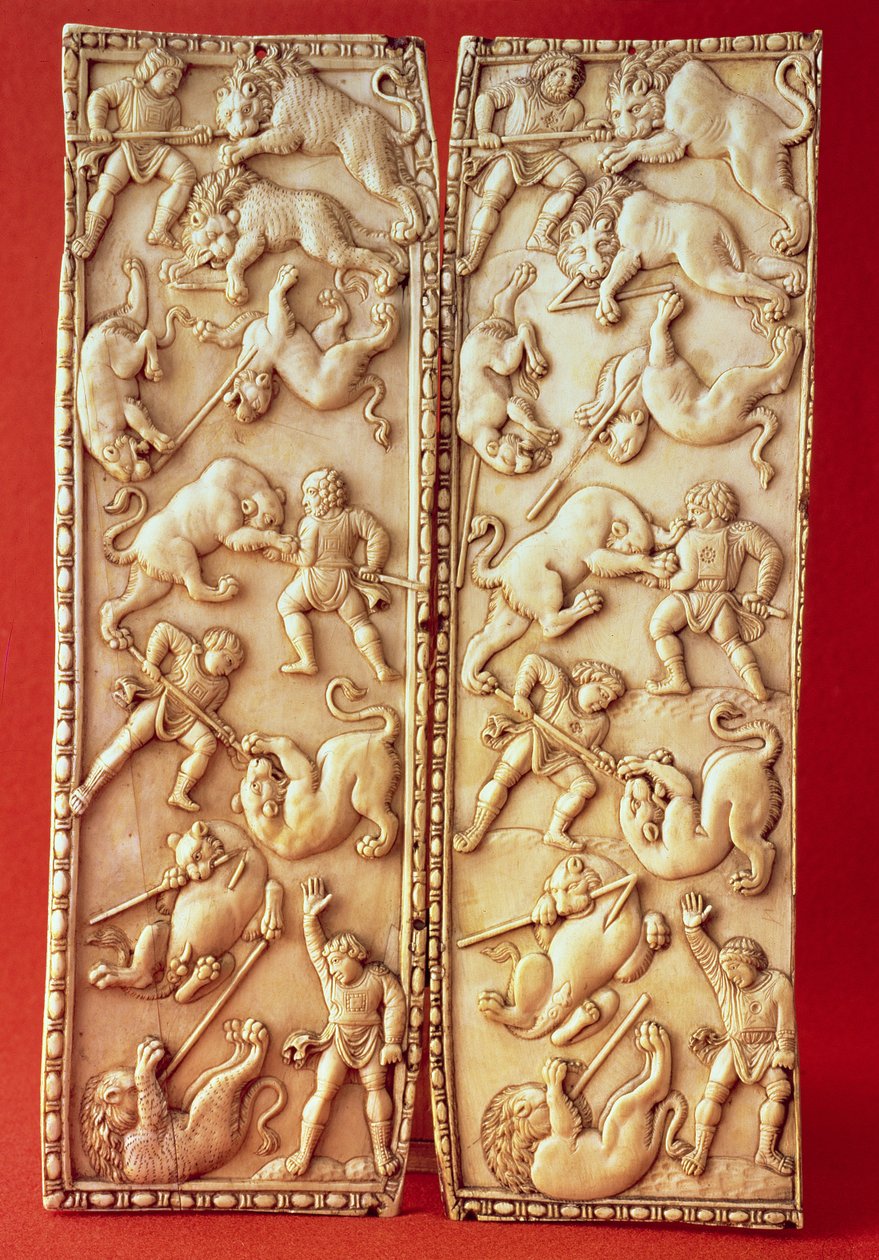 Diptichon oroszlánvadász jelenettel alkotó: Byzantine