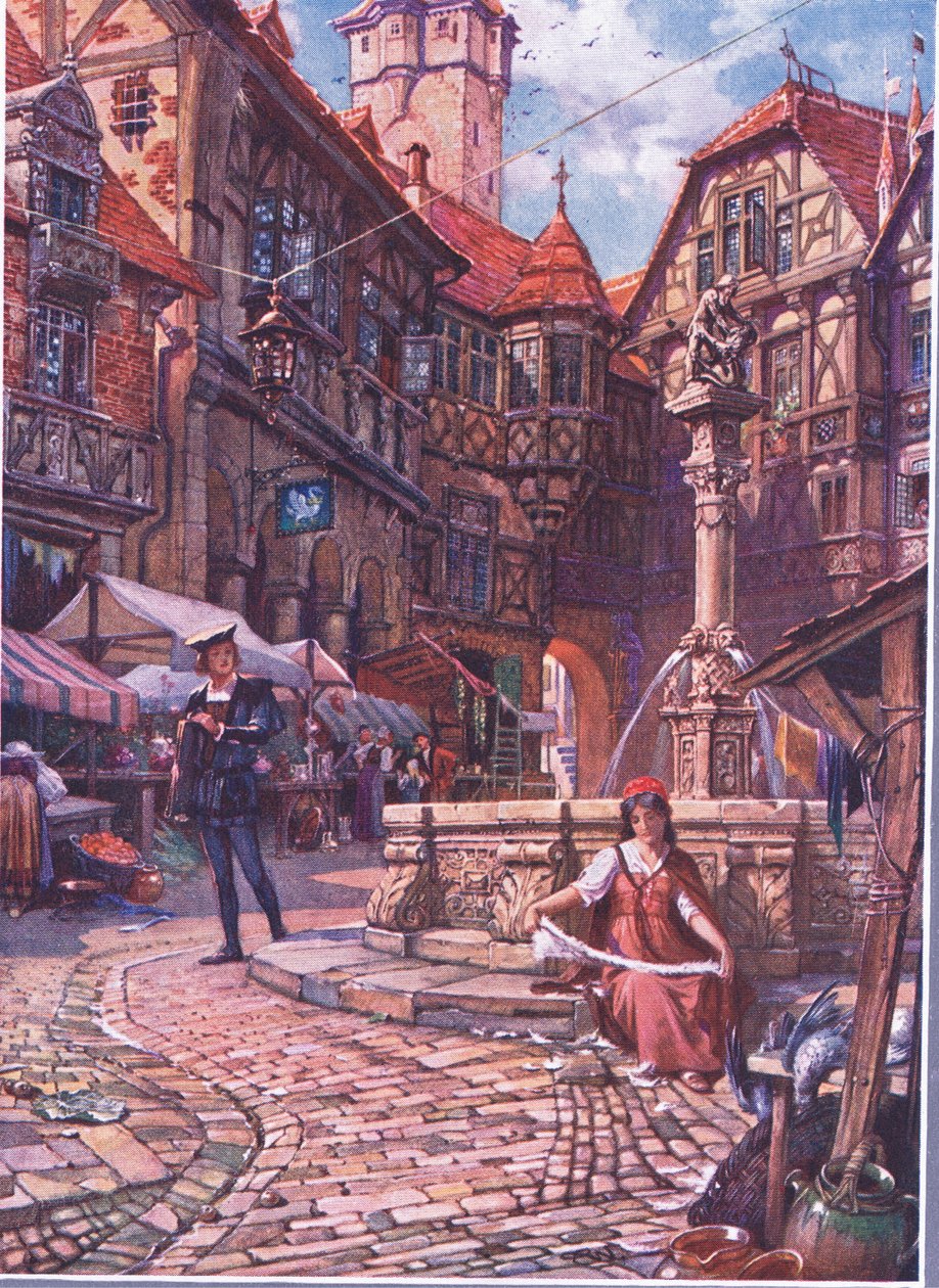 Egy fiatal férfi figyelte őt a The Child of the Air pubból, Duckworth, 1910 alkotó: C. Wilhelm