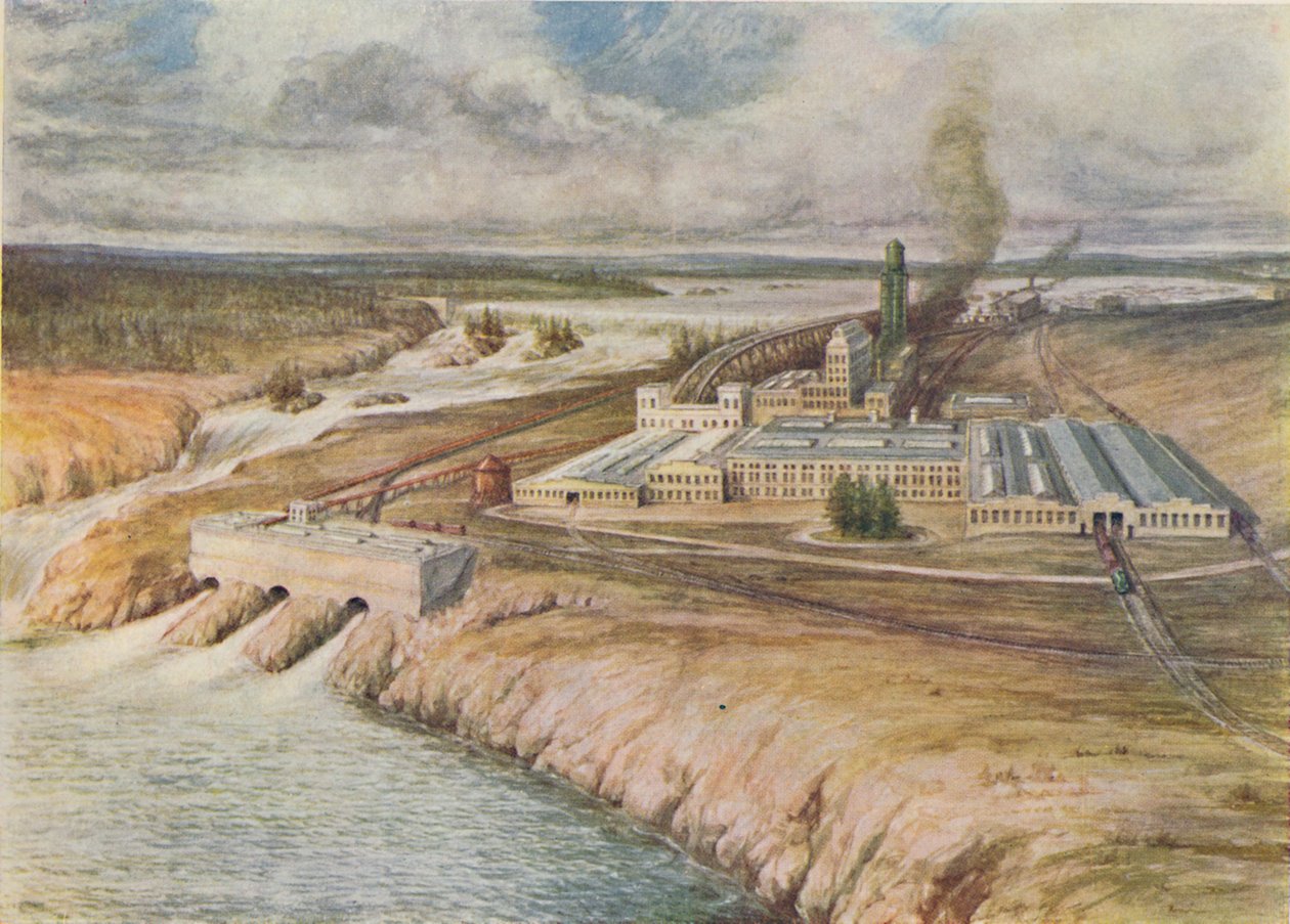 „Paper Mills, Newfoundland”, 1916 alkotó: C.G Lowther