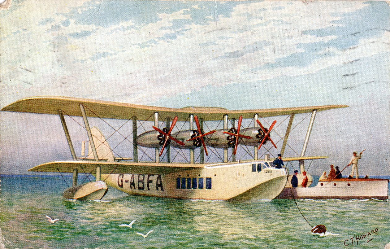 Az Imperial Airways „Scipio” repülőcsónakja, 1934. alkotó: C.T. Howard