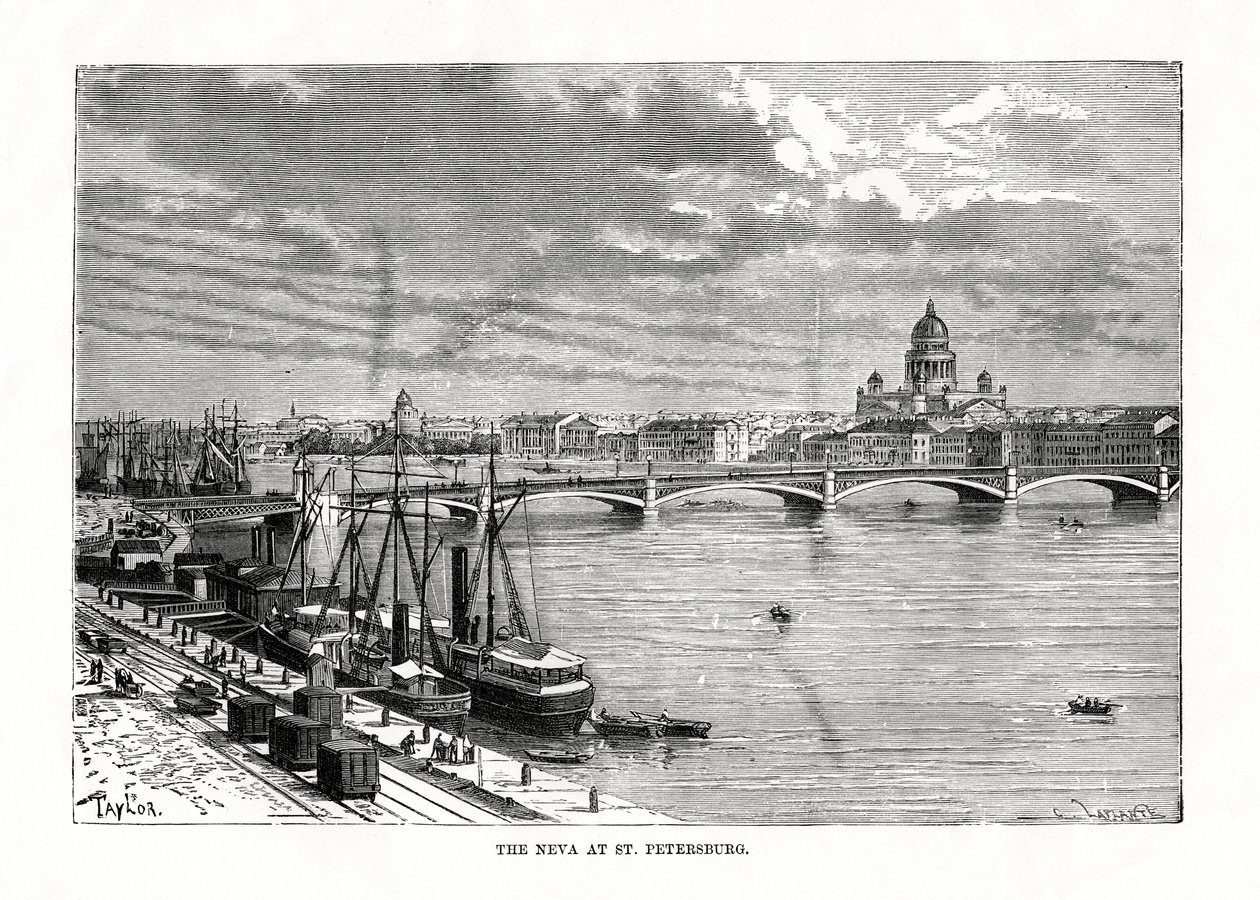 A Néva folyó, Szentpétervár, 1879 alkotó: C. Laplante