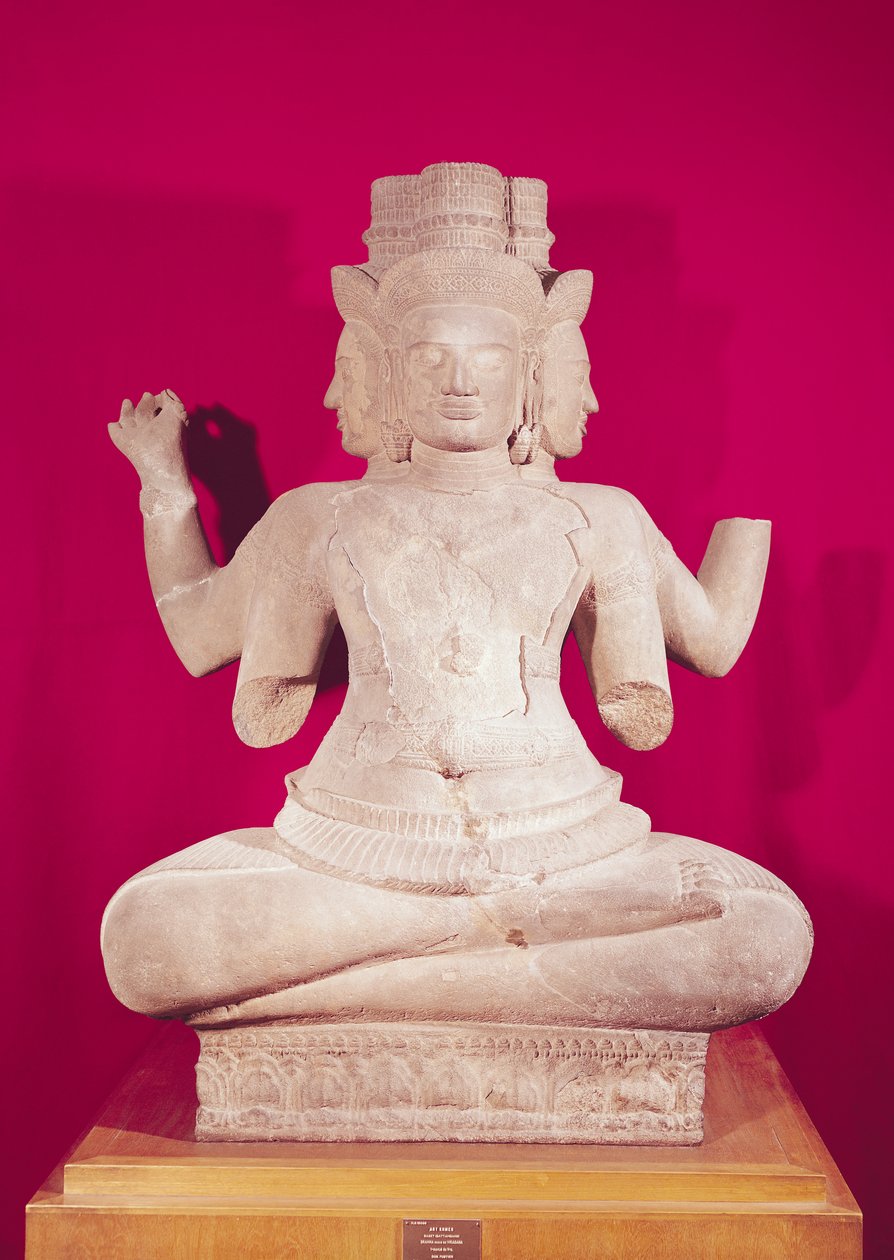 Brahma négyarcú szobra, Batambangból, Kambodzsából, Koh Ker stílusban, 10. század közepe (homokkő) (lásd még: 114066) alkotó: Cambodian School