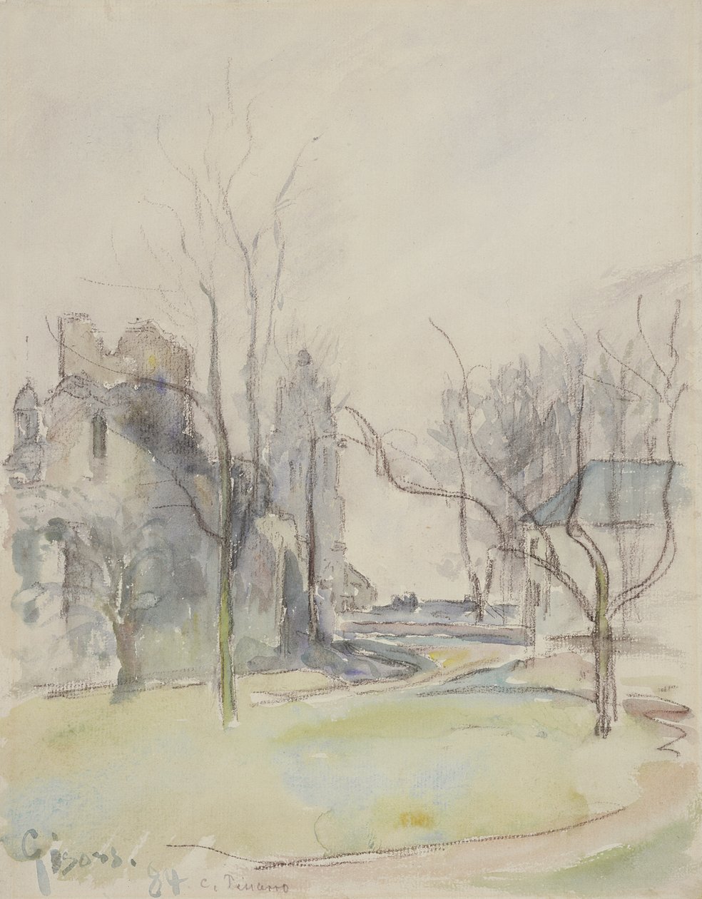 Gisors, 1884 körül (wc fekete krétával, papíron) alkotó: Camille Jacob Pissarro