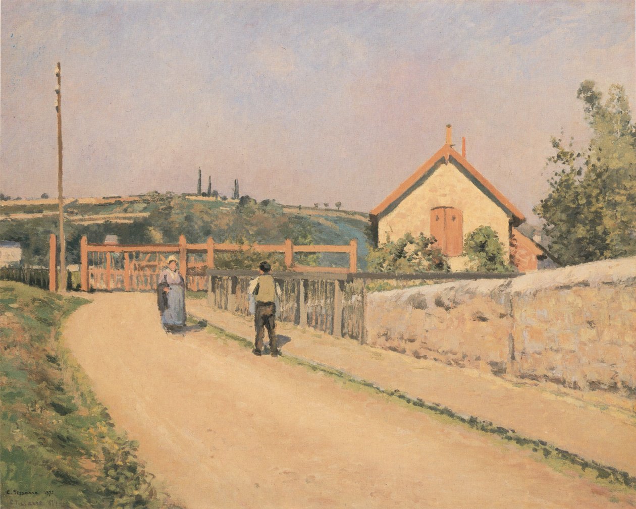 A Pâtis vasút sorompója Pontoise közelében alkotó: Camille Jacob Pissarro