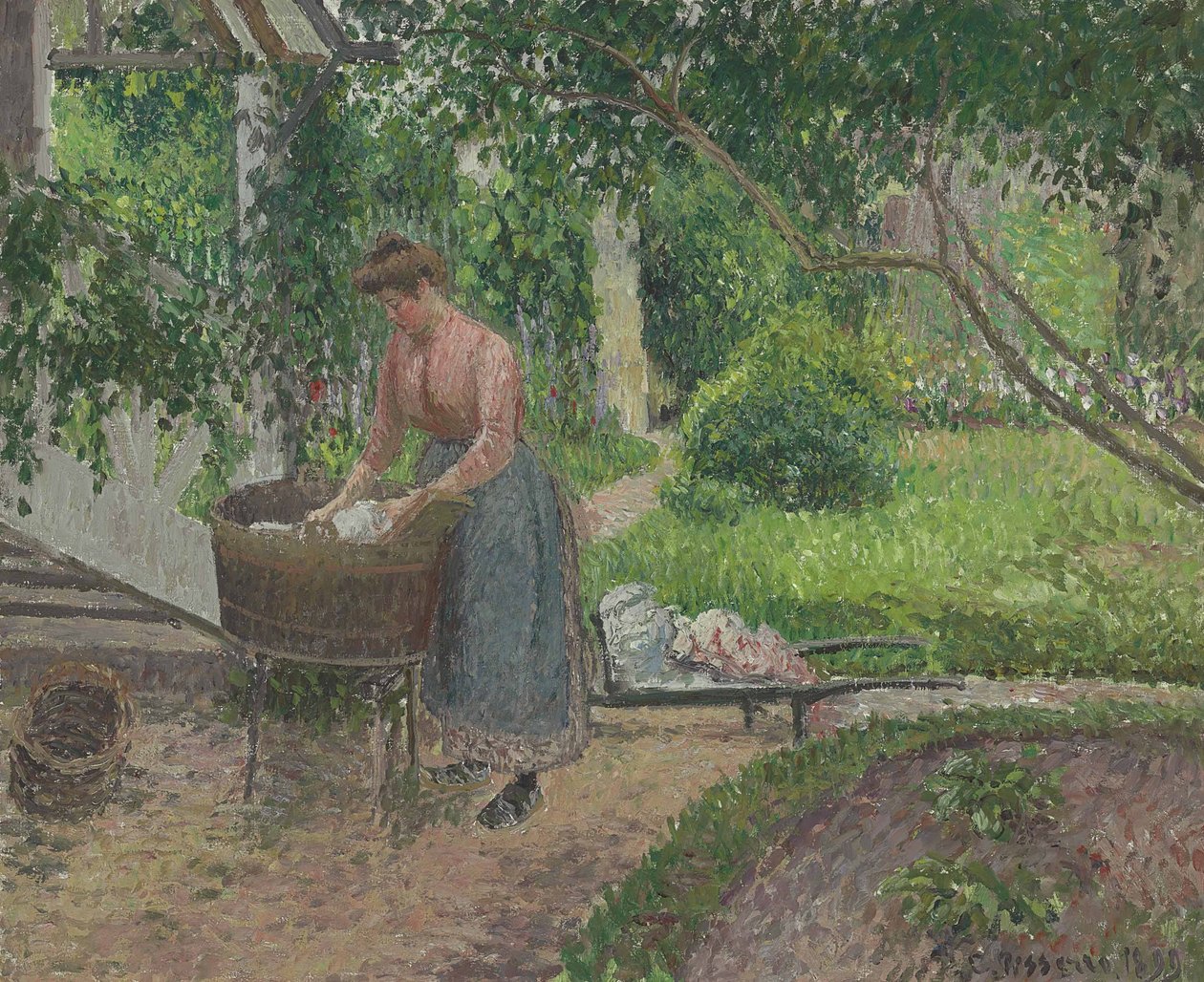 Mosó Eragny kertjében alkotó: Camille Jacob Pissarro