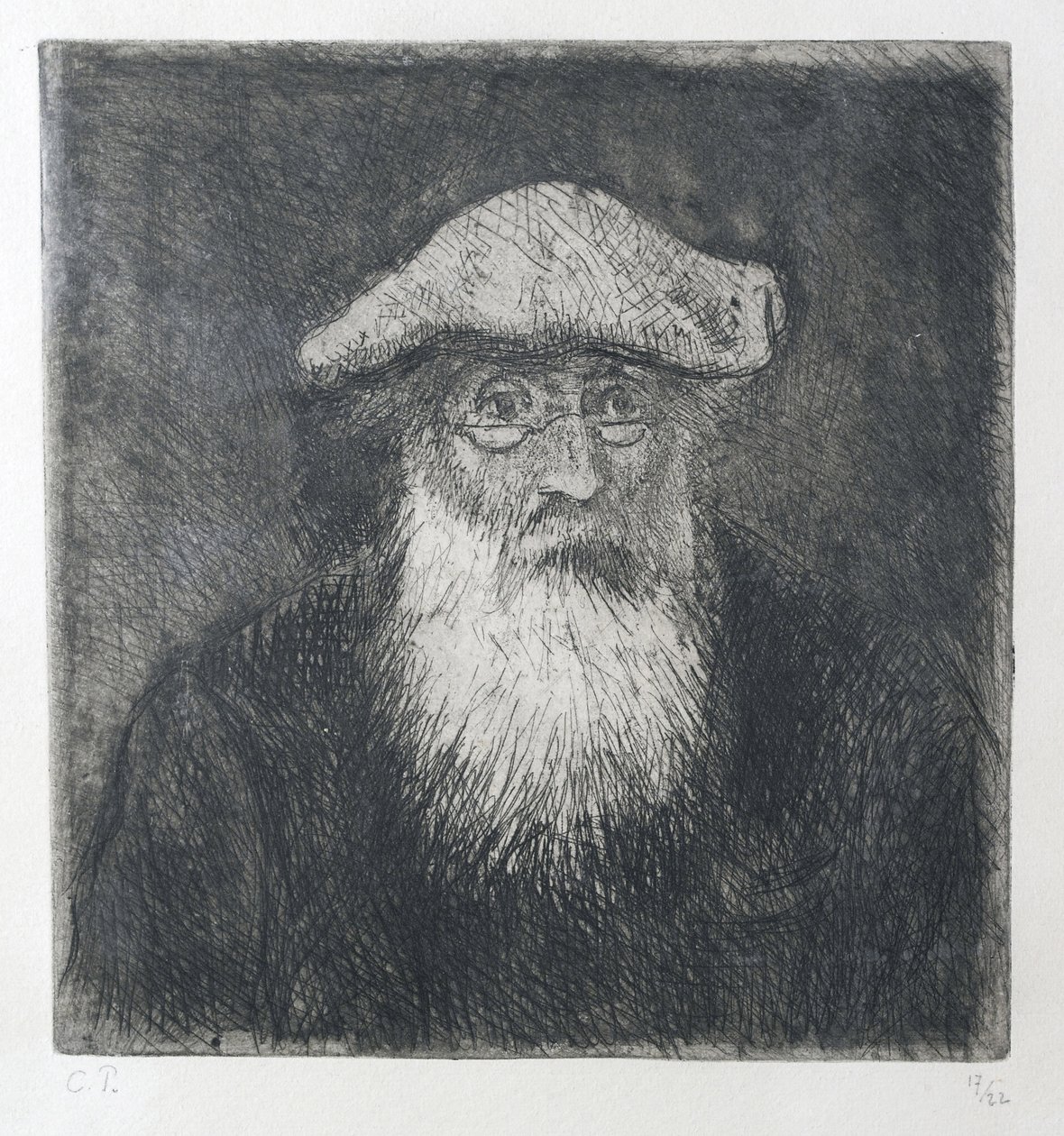 Camille Pissarro, egyedül, c. 1890 (rézkarc és akvatinta cinkre) alkotó: Camille Jacob Pissarro