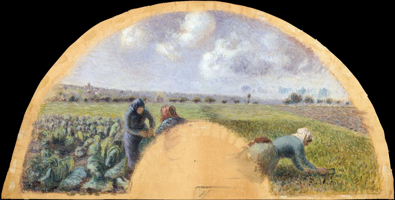 Ventilátor szerelés: 1878-79 körül (gouache, selyem). alkotó: Camille Jacob Pissarro