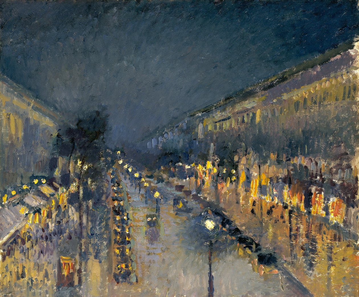 A Montmartre sugárút éjszaka, 1897 alkotó: Camille Jacob Pissarro