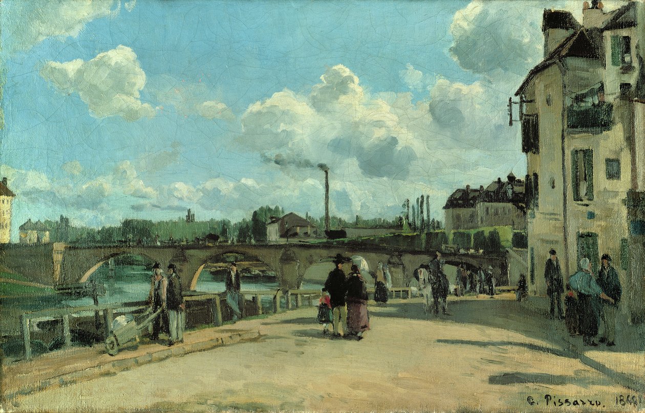 Pontoise látképe: Quai au Pothuis, 1868 alkotó: Camille Jacob Pissarro