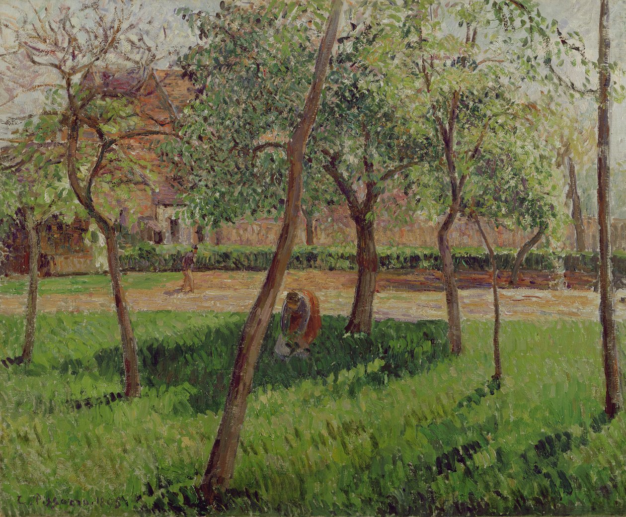 Fallal körülvett kert Eragnyban, 1895 alkotó: Camille Jacob Pissarro