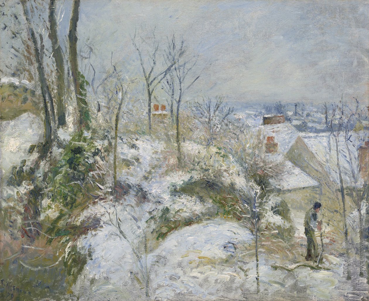 Rabbit Warren Pontoise-ban, Snow, 1879 alkotó: Camille Jacob Pissarro