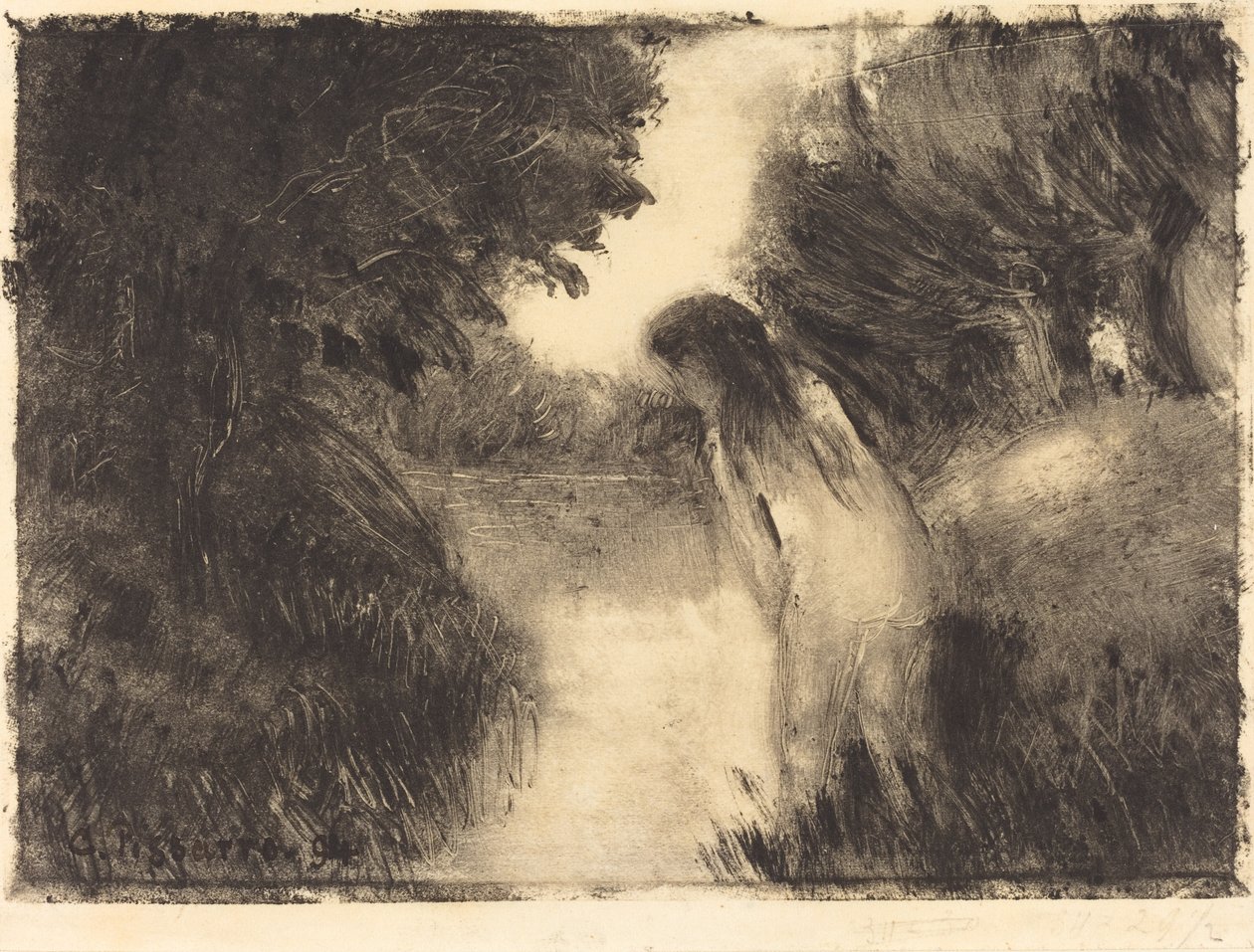 Egy fürdőző, 1894. alkotó: Camille Pissarro